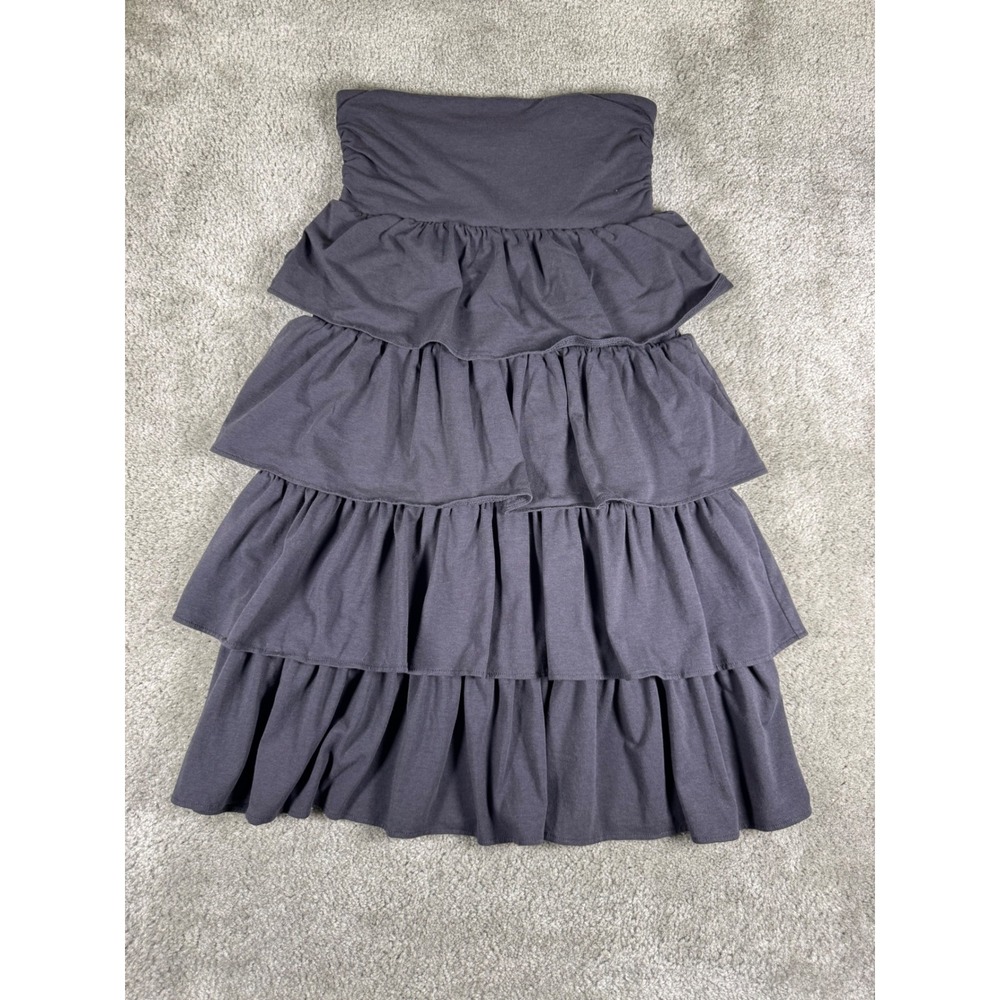 J.Crew Gray Tiered Ruffle Jersey Knit Skirt Small RN77388 Charcoal Cotton Modal